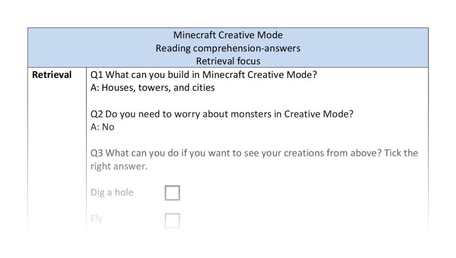 Reading comprehension-Minecraft Creative Mode-retrieval