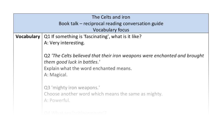 Reciprocal-vocabulary-the Celts and iron