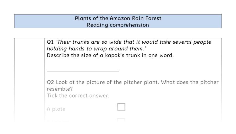 Reading comp-VRSIPE-Plants of the Amazon Rain Forest