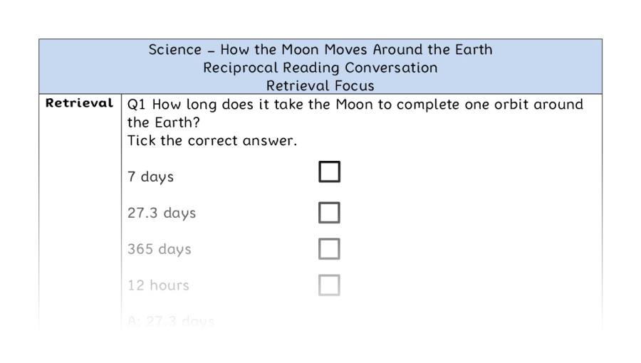 How the Moon Moves Around the Earth - Reciprocal Reading Conversation - Retrieval Focus