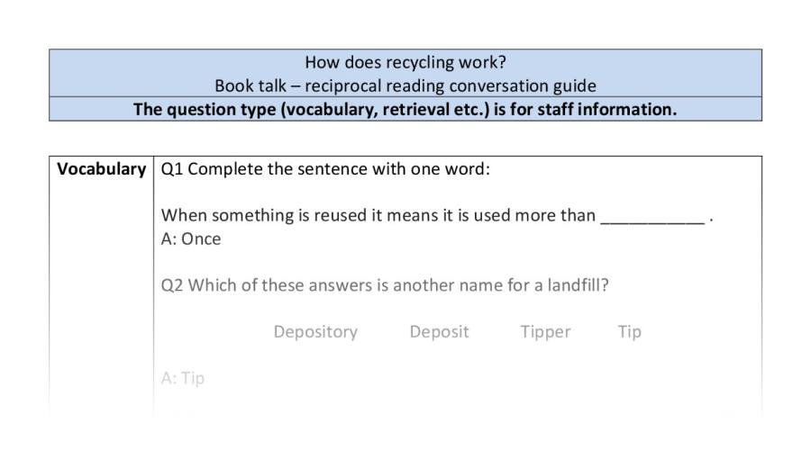 Reciprocal reading - VRSIPE - How does recycling work
