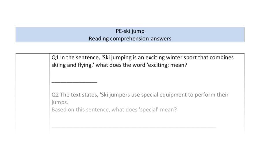 Reading comprehension-VRSIPE-ski jump