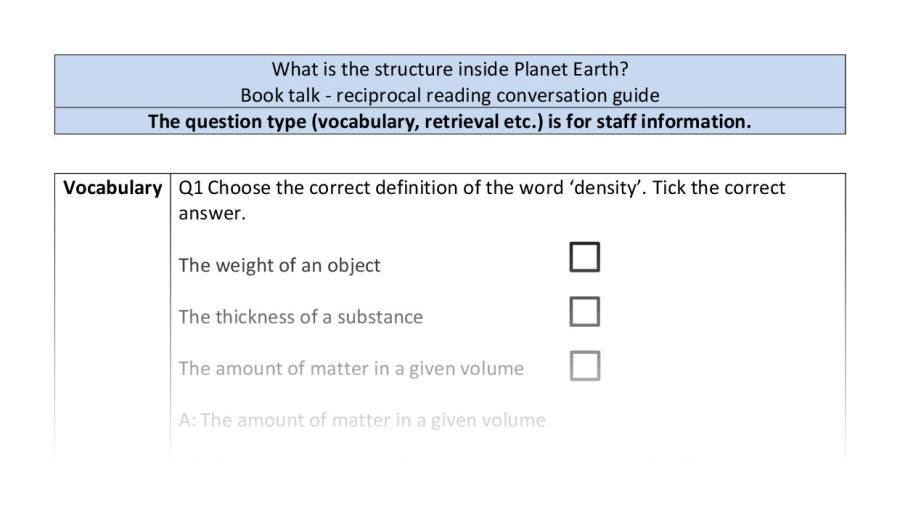 Reciprocal reading-VRSIPE-structure Earth