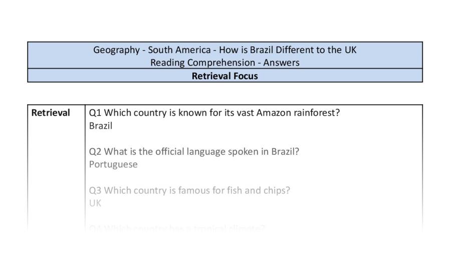 Reading Comprehension-How is Brazil Different to the UK-retrieval Focus-answers