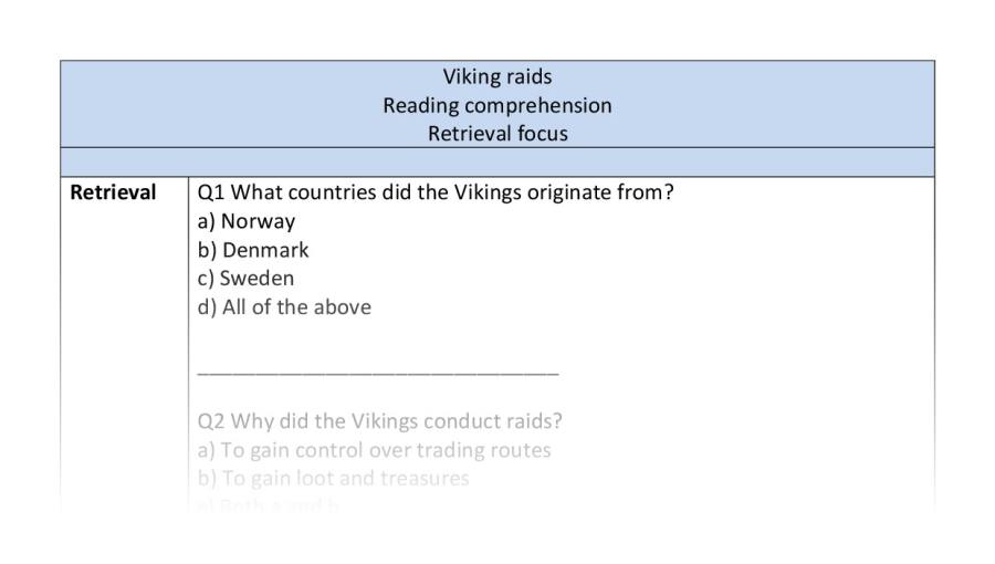Reading comprehension - retrieval - Viking raids