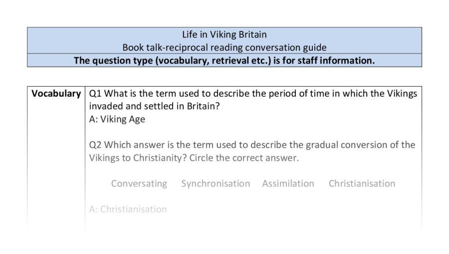 Reciprocal reading-VRSIPE-Life in Viking Britain
