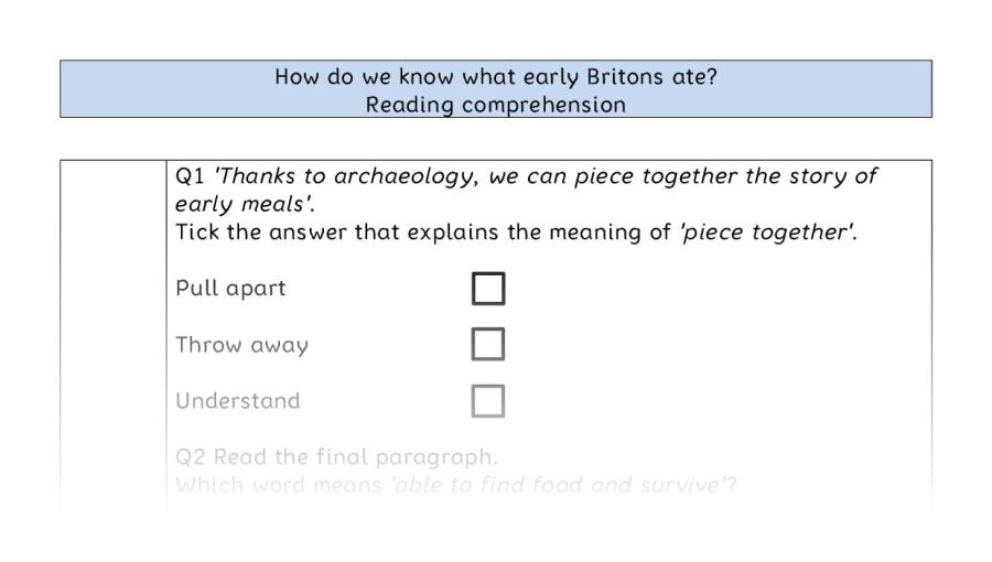 Reading comprehension - VRSIPE - How do we know what early Britons ate