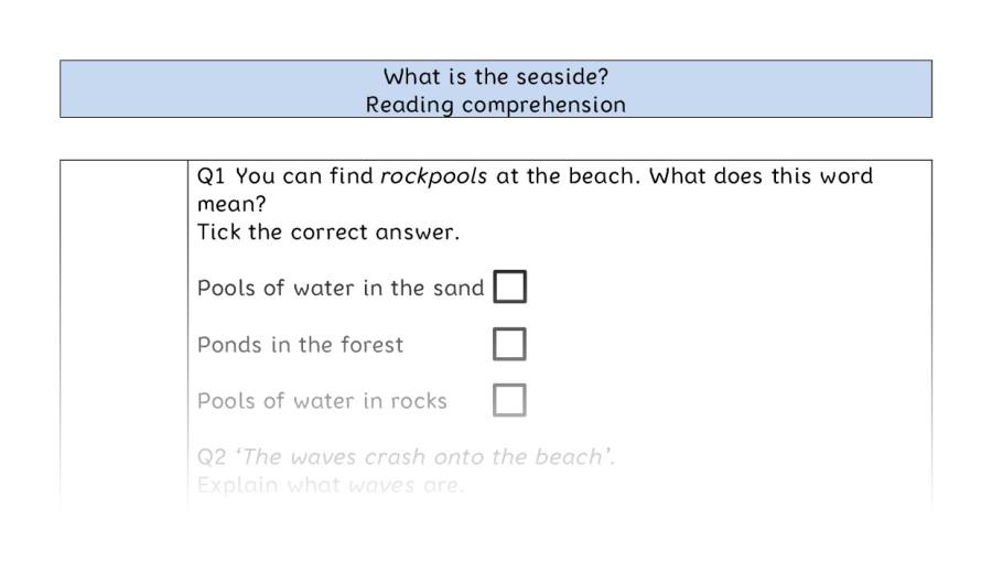 Reading comprehension - VRSIPE - What is the seaside