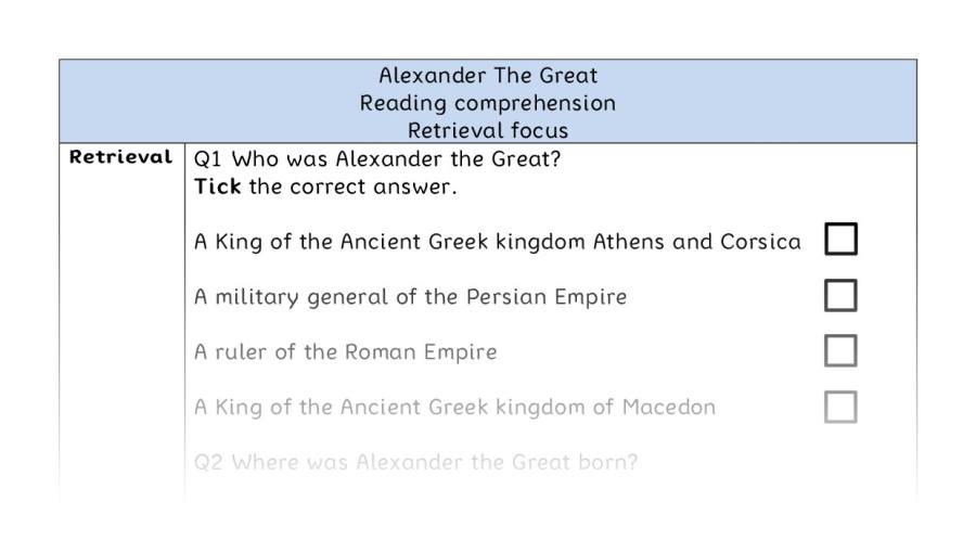 Reading comprehension - retrieval - Alexander The Great