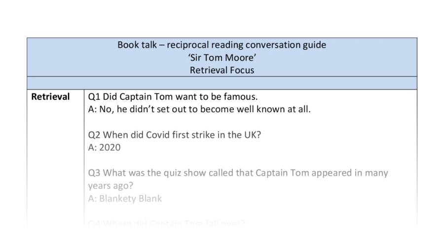 Reciprocal reading - Sir Tom Moore - retrieval