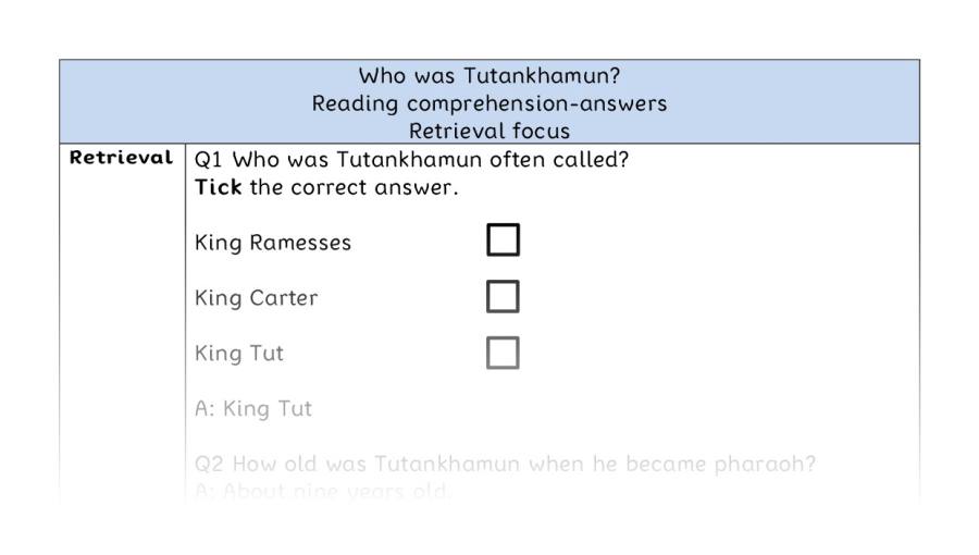 Reading comprehension - retrieval - Who was Tutankhamun - answers