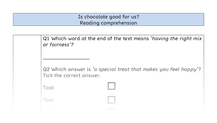 Reading comprehension VRSIPE - Is chocolate good for us