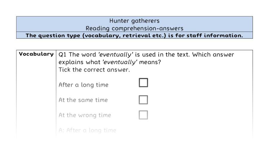 Reading comprehension - VRSIPE - Hunter gatherers - answers