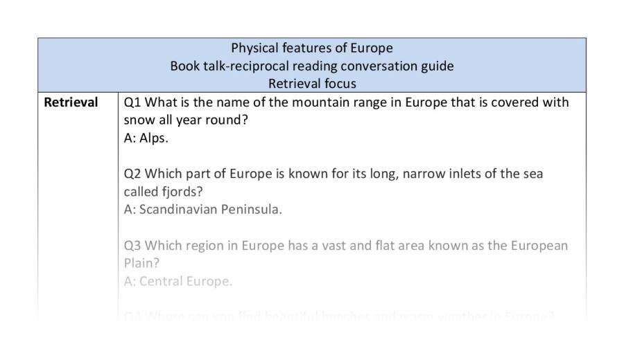 Reciprocal -retrieval-Physical features of Europe