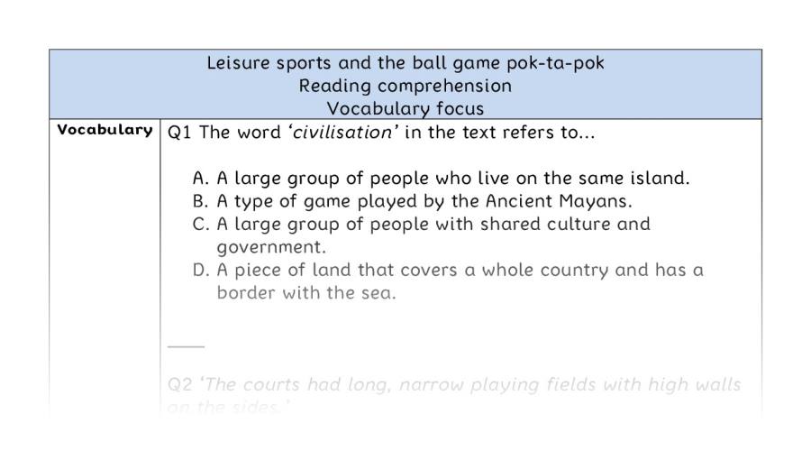 Reading comp-vocabulary-Leisure sports and pok-ta-pok