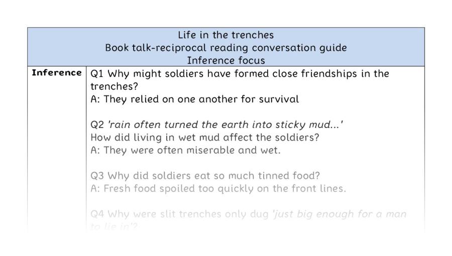 Reciprocal reading - inference - Life in the trenches