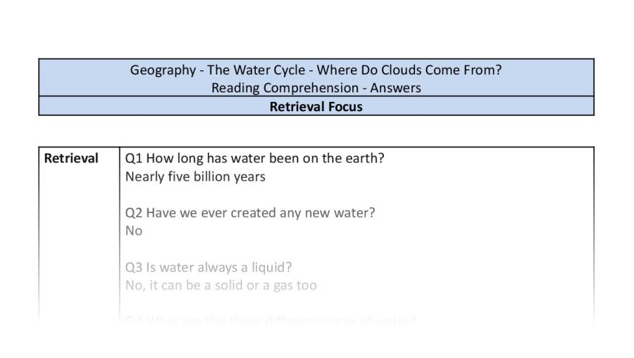 Reading comprehension-retrieval - Where Do Clouds Come From-answers