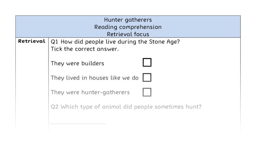 Reading comprehension - retrieval - Hunter gatherers
