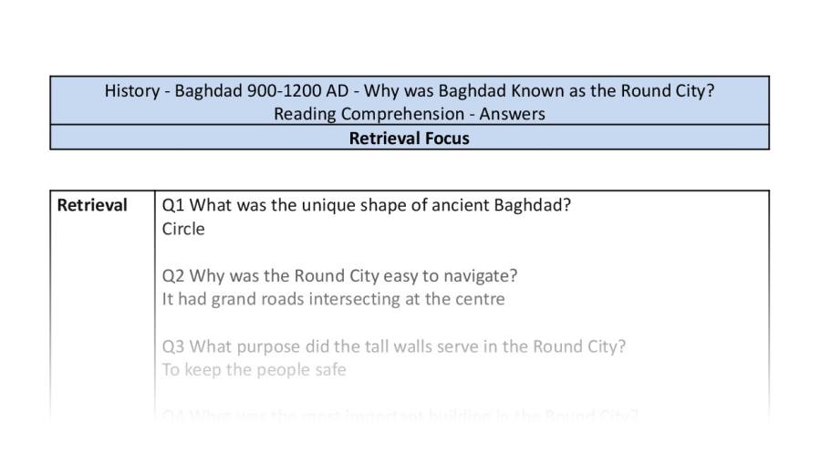 Reading Comprehension-Why was Baghdad Known as the Round City-Retrieval-answers