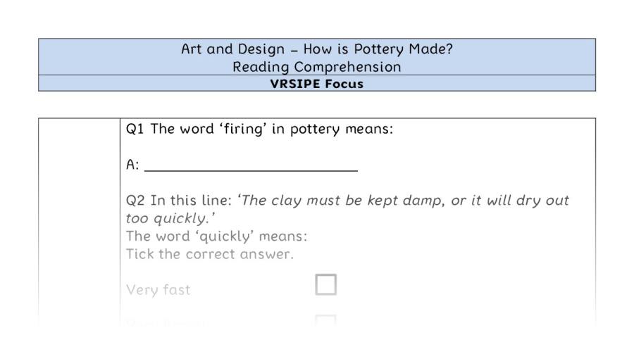 How is Pottery Made - Reading Comprehension - VRSIPE Focus