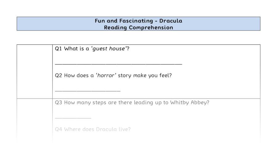 Reading Comprehension-Dracula-VRSIPE Focus