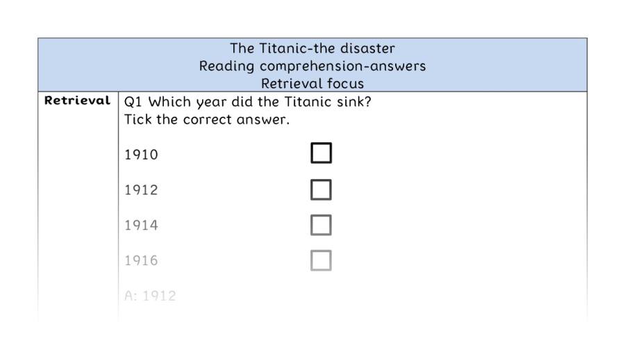 Reading comprehension - retrieval - The Titanic-the disaster - answers