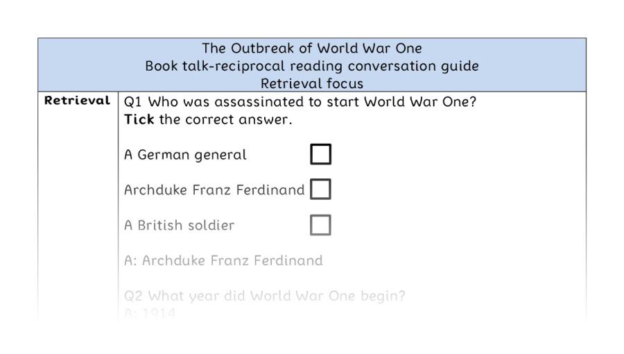 Reciprocal - retrieval - The Outbreak of World War One