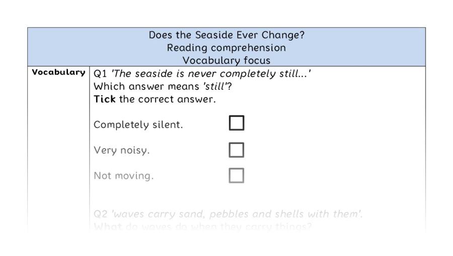 Reading comprehension - vocabulary - Does the Seaside Ever Change
