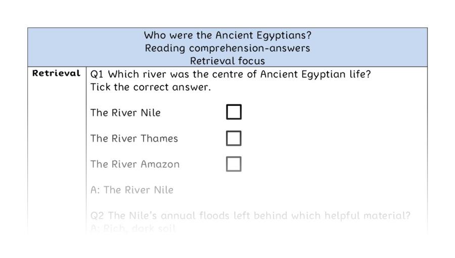 Reading comprehension - retrieval - Who were the Ancient Egyptians - answers