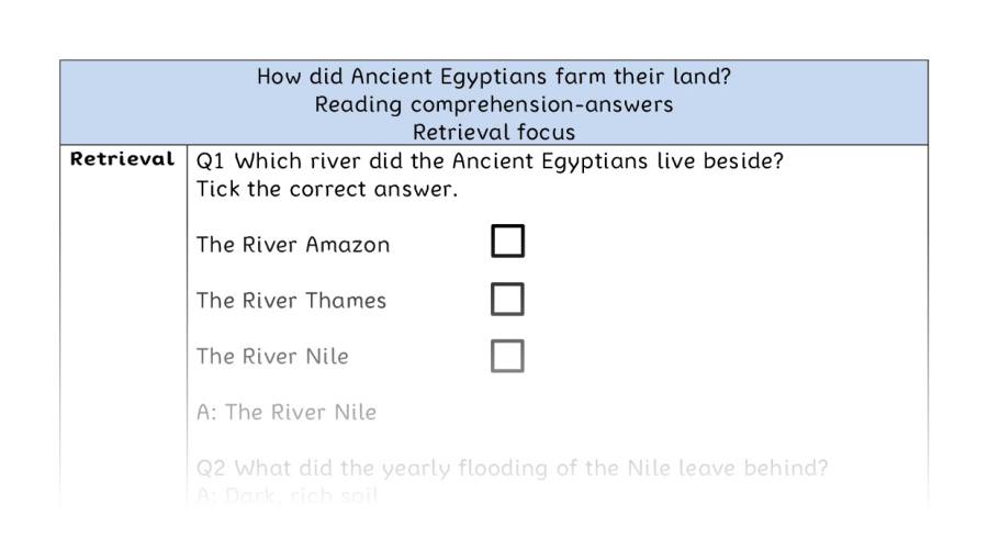 Reading comprehension - retrieval - Ancient Egyptian farming - answers
