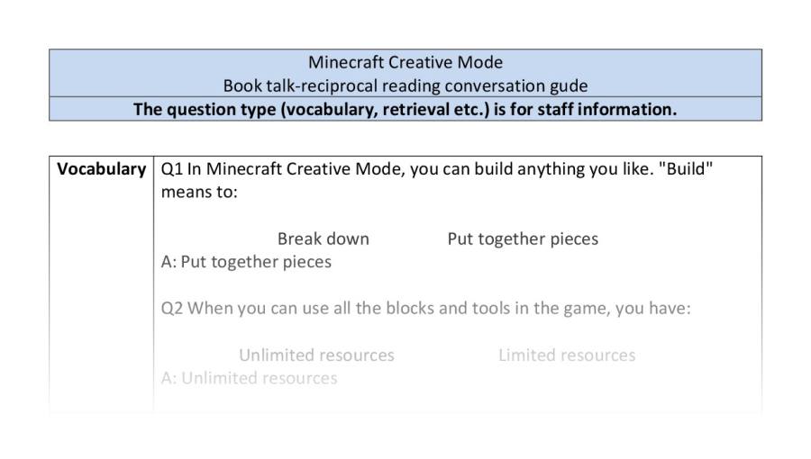 Reciprocal reading-Minecraft Creative Mode-VRSIPE