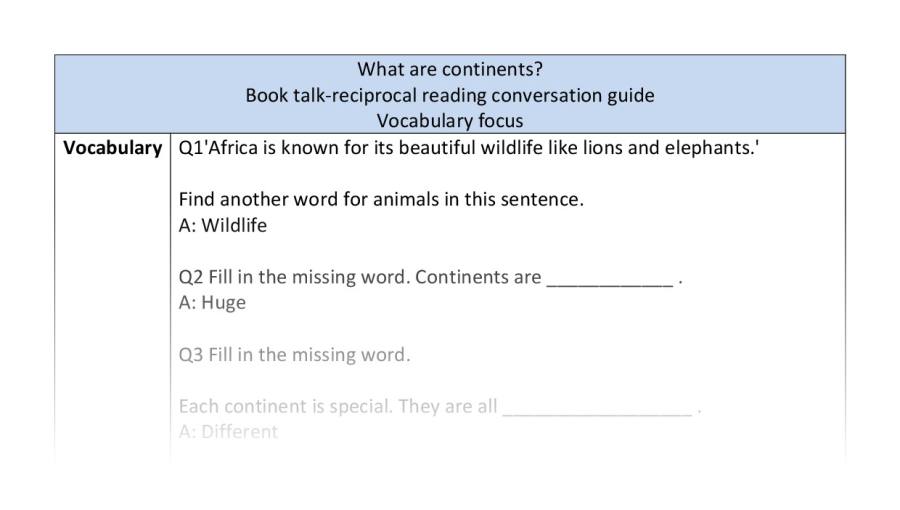 Reciprocal - vocabulary-What are continents