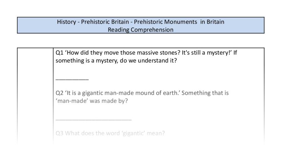 Reading Comprehension-Prehistoric Monuments in Britain-VRSIPE Focus