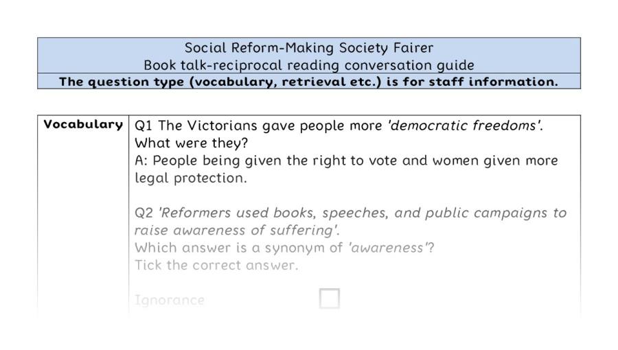 Reciprocal reading - VRSIPE - Social Reform-Making Society Fairer