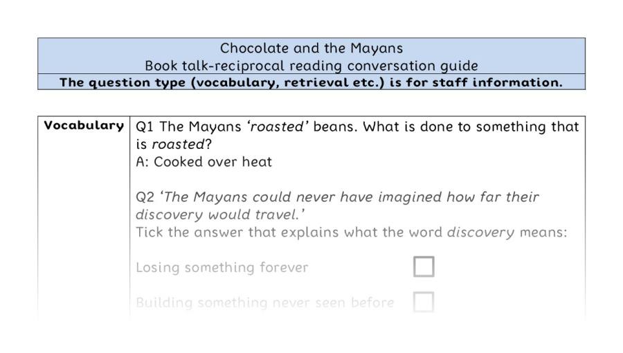 Reciprocal reading VRSIPE - Chocolate and the Mayans