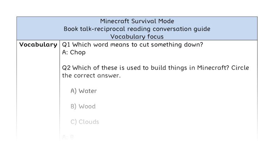 Reciprocal-Minecraft Survival Mode-vocabulary