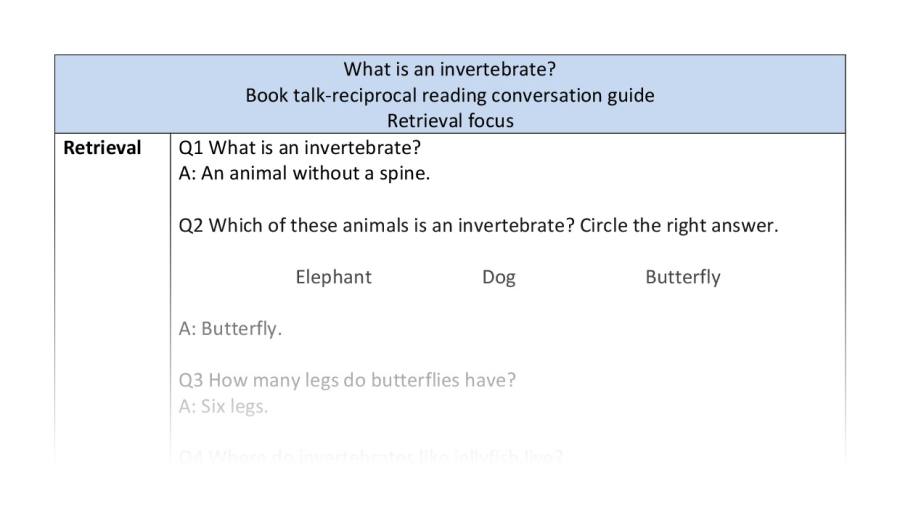 Reciprocal - retrieval - What is an invertebrate