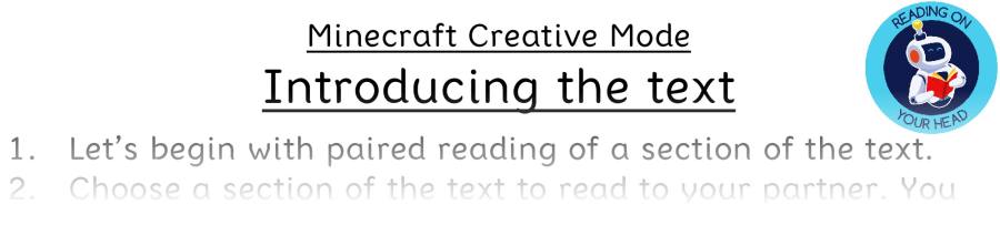 Teaching slides VRSIPE - Minecraft Creative Mode