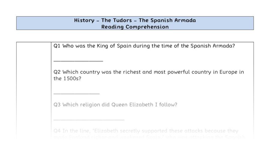 Reading Comprehension-The Spanish Armada-Retrieval