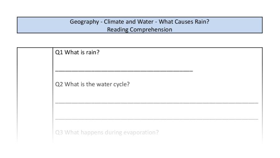 Reading comp - What Causes Rain - retrieval focus