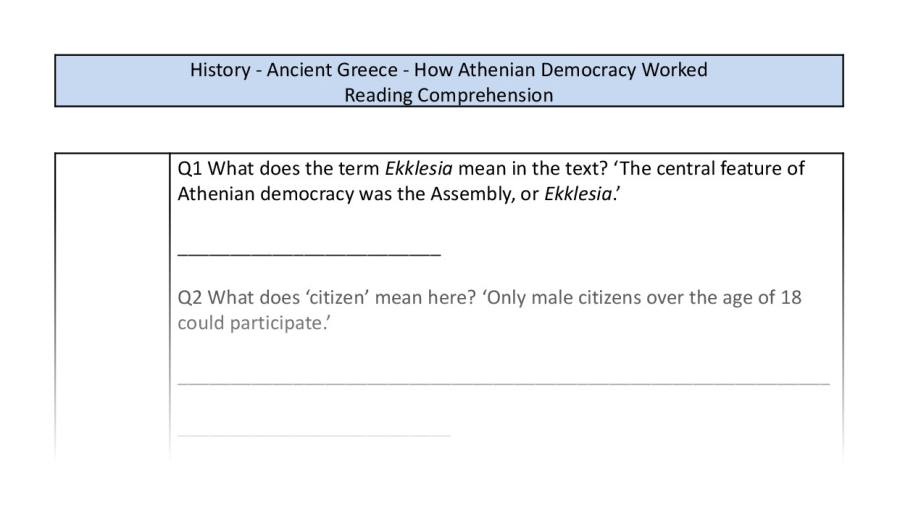Reading Comprehension-How Athenian Democracy Worked-Vocabulary Focus