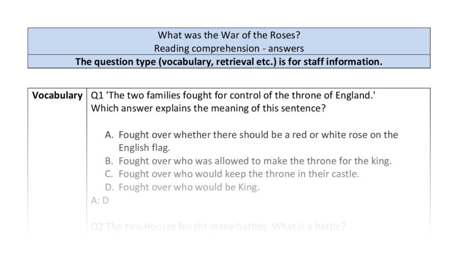 Reading comprehension-VRSIPE-What was the War of the Roses
