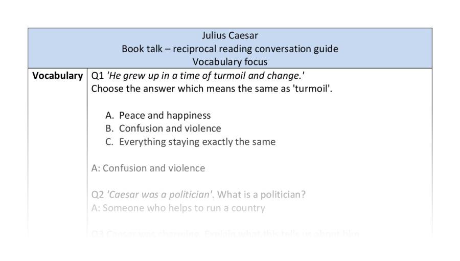 Reciprocal reading-vocabulary-Julius Caesar