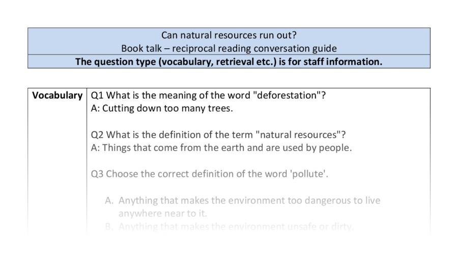 Reciprocal reading - VRSIPE - Can natural resources run out