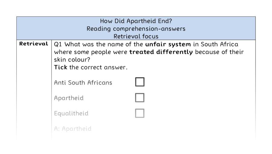 Reading comprehension - retrieval - How Did Apartheid End - answers
