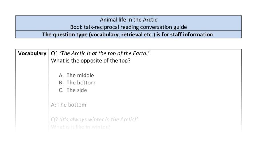 Reciprocal reading - VRSIPE -Animal life in the Arctic