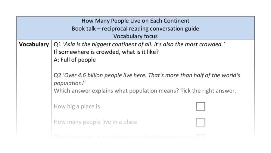 Reciprocal - vocab - How Many People Live on Each Continent