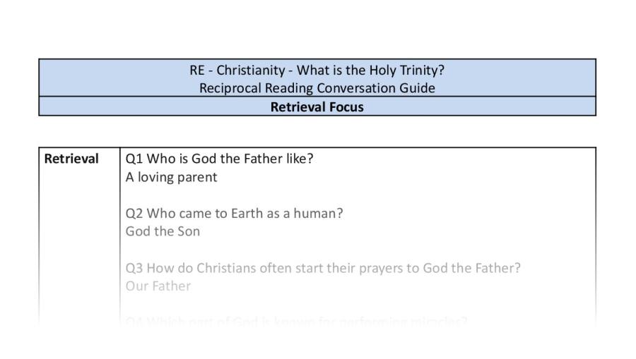 Reciprocal Reading Conversation - What is the Holy Trinity - Retrieval Focus