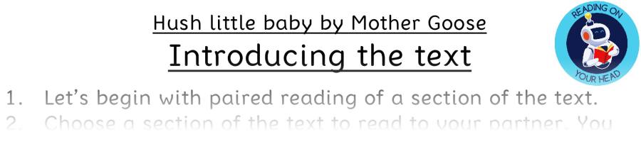 Teaching slides VRSIPE-Hush little baby by Mother Goose