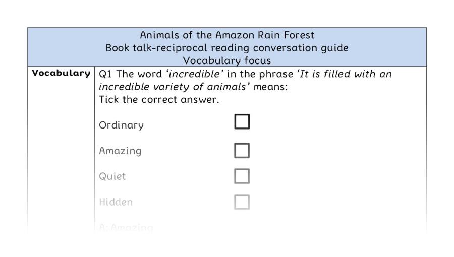 Reciprocal-vocab-Animals of the Amazon Rain Forest